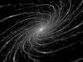 Spiral galaxy with glowing arms black and white