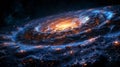 A spiral galaxy with its arms extending out into the darkness of space a small speck in the incomprehensible expanse of Royalty Free Stock Photo