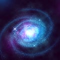 Spiral galaxy in outer space with starry blue sky vector illustration