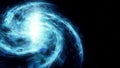 The spiral galaxy revolves around its axis. Dramatic background.