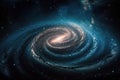 A spiral galaxy somewhere far in space, astronomical research on earth, generative AI. Royalty Free Stock Photo