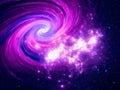 Spiral galaxy and star clusters - abstract 3d illustration - space theme Royalty Free Stock Photo