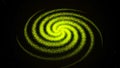 A spiral galaxy turning over a black background. Animation. Outer space view of a light green spirals of dust particles Royalty Free Stock Photo