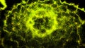 A spiral galaxy turning over a black background. Animation. Outer space view of a light green spirals of dust particles Royalty Free Stock Photo