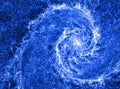 Spiral galaxy in the universe. Space swirl background. Blue perfect galaxy like geometric golden ratio. Concept of harmony and