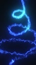 Spiral of glowing blue digital particles forming a luminous helix on dark background Royalty Free Stock Photo