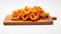 Spiral Group: Curly Fries With Cinematic Vibe On Wooden Board Royalty Free Stock Photo