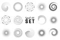 Spiral halftone dot element collection. Black spiral decoration. Circle spiral texture