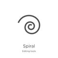 spiral icon vector from editing tools collection. Thin line spiral outline icon vector illustration. Outline, thin line spiral