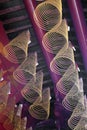 Spiral incense burning hanging in Vietnamese temple