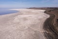 Spiral Jetty, an art installation at the Great Salt Lake in Utah, drone Royalty Free Stock Photo