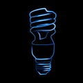 Spiral light bulb with neon effect. Royalty Free Stock Photo