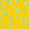 Spiral linear circles seamless pattern. Geometric background. Vector