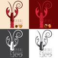 Spiral lobster bar with beer vector template Royalty Free Stock Photo