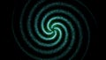 Spiral of many luminous particles. Animation. Spiral is transformed into sphere of moving particles. Cosmic spiral of