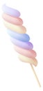 Spiral marshmallow stick. Swirl soft twisted candy