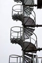 Spiral metal stairs.