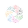 Spiral of multi-colored crumbs