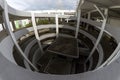 Spiral multi storey carpark of an industrial building. Fisheye view.