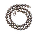 Spiral necklace from natural black pearls isolated