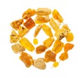 Spiral necklace from raw yellow amber isolated