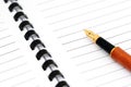 Spiral note pad with fountain pen Royalty Free Stock Photo