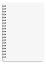 Spiral notebook open. White blank sheet template