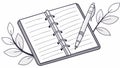Spiral Notebook with Pen and Botanical Elements for Study, vector design Generative AI Royalty Free Stock Photo