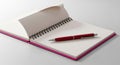 Spiral notebook and red pen ready for writing ideas and notes capturing thoughts Royalty Free Stock Photo