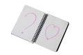 Open Notebook with Pink Question Mark and Heart Drawing â Love and Relationship Concept Royalty Free Stock Photo