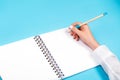 Spiral notepad with pencil as mockup for design Royalty Free Stock Photo