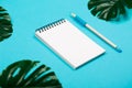 Spiral notepad with pencil as mockup for design Royalty Free Stock Photo