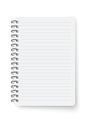 Spiral opened notebook template. Blank copybook with metallic spiral. Mock up of organizer or diary realistic vector