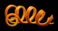 Spiral Orange Peel on Black Background Royalty Free Stock Photo