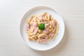 spiral pasta mushroom cream sauce with ham Royalty Free Stock Photo