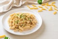 spiral pasta mushroom cream sauce Royalty Free Stock Photo