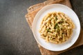 Spiral pasta mushroom cream sauce Royalty Free Stock Photo