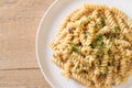 Spiral pasta mushroom cream sauce Royalty Free Stock Photo