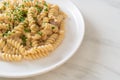Spiral pasta mushroom cream sauce Royalty Free Stock Photo
