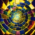 Spiral pattern of colorful tiles that looks like a mosaic Royalty Free Stock Photo