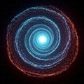 A spiral pattern composed of binary code transitions from blue at the center to red on Royalty Free Stock Photo