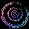 A spiral pattern composed of small squares progresses inward against a black Royalty Free Stock Photo