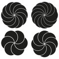 Spiral pattern icon. Geometric swirl design. Abstract rotating shape. Vector black symmetry.