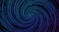 Spiral pattern with vibrant blue and purple hues on a black background. Concentric lines create a Royalty Free Stock Photo