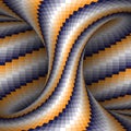 Spiral patterned orange blue white hyperboloid. Vector optical illusion illustration Royalty Free Stock Photo