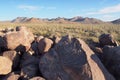 Spiral petroglyph on Signal Hill in Saguaro National Park, Arizona. Royalty Free Stock Photo