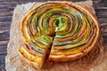 Spiral quiche with zucchini, eggplant, carrot