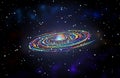 Spiral rainbow galaxy theme graphic design background