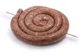 Spiral raw meat sausage