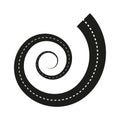 Spiral road shape. Abstract line texture. Dynamic Vector graphic. Simple route element. Royalty Free Stock Photo